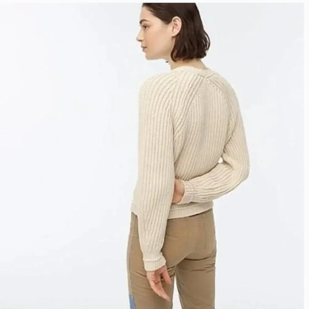 J. Crew AL762 Natural Ribbed crewneck sweater size XXS NWT